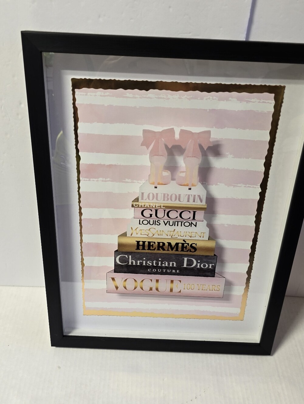 Chick Shoes Glam Bookstack Beauty & Fashion Wall Art Frame